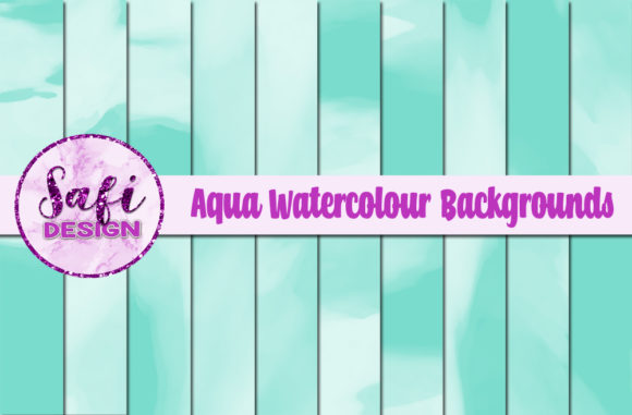 Aqua Watercolour Digital Papers for Branding and Backgrounds