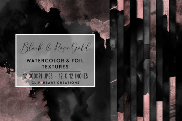 Black Rose Gold Watercolor and Foil Di Backgrounds