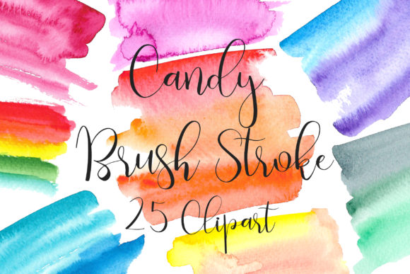 Candy Watercolor Brush Stroke Clip Art for Crafts