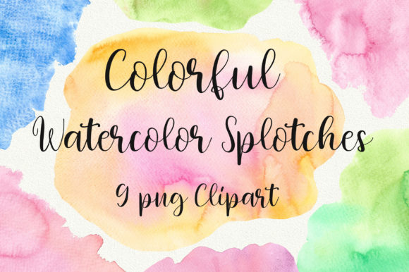 Colorful Watercolor Splotches Clip Art for Backgrounds