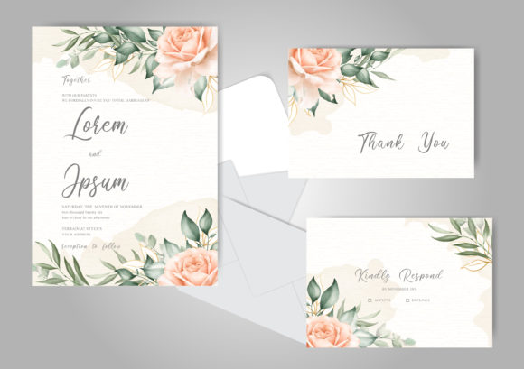 Creamy Watercolor Wedding Card Set: A Must-Have Print Template for Handmade Creations