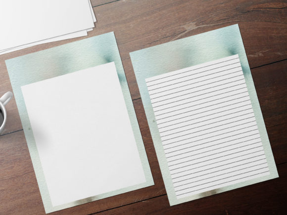 Delicate Blue Watercolor Notes Papers for Print Templates