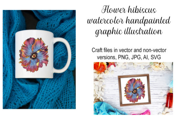 Flower Hibiscus Watercolor Graphic for Crafts