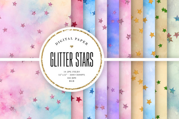 Glitter Stars Watercolor Textures: A Versatile Background for Creative Content
