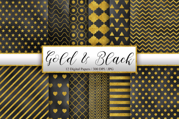 Gold and Black Watercolor Background Patterns