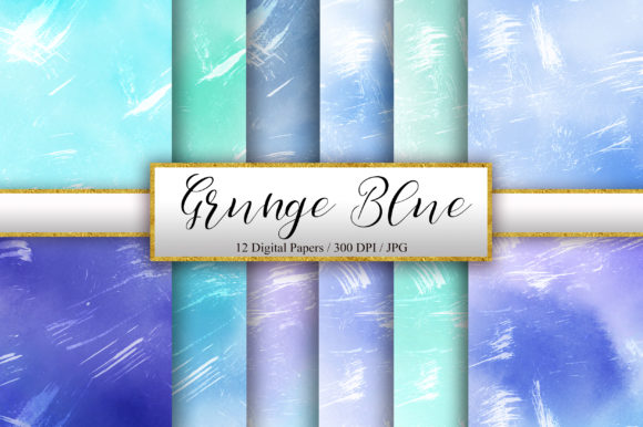 Grunge Blue Ombre Watercolor Background