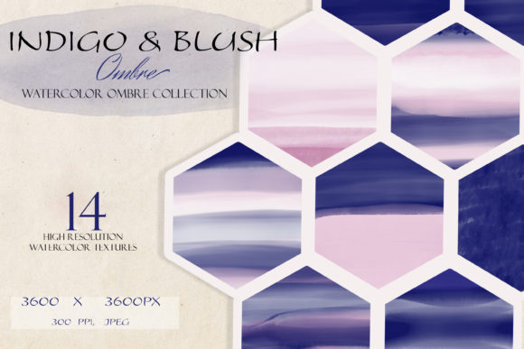Indigo Blush Watercolor Texture Set for Crafting Backgrounds