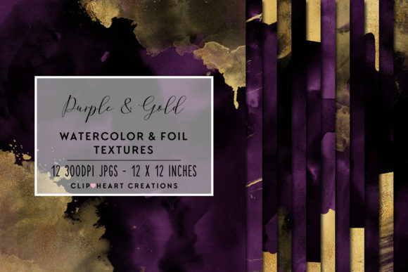 Purple Gold Watercolor and Backgrounds