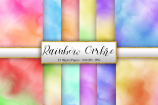 Rainbow Ombre Watercolor Background