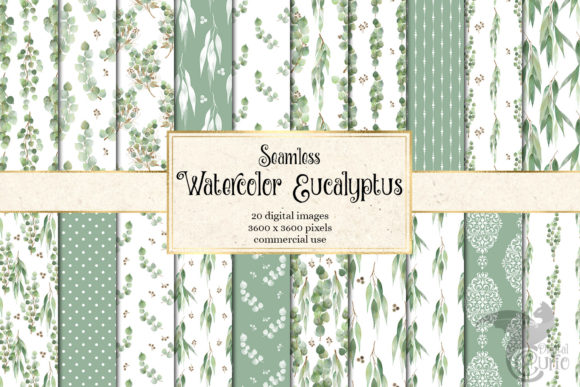 Watercolor Eucalyptus Digital Paper