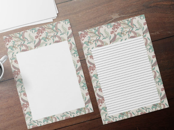 Watercolor Flowers Texture Stationery for Print Templates