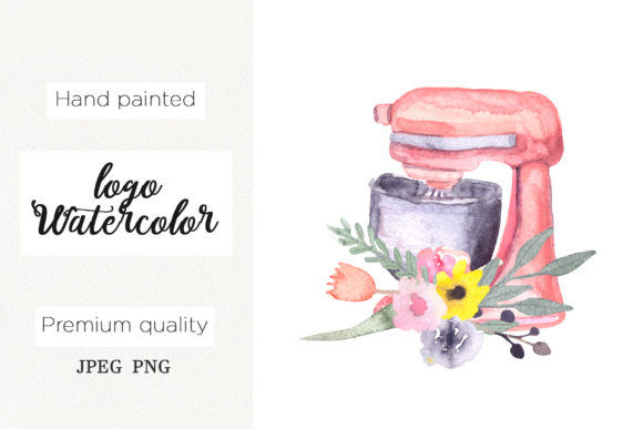 Watercolor Logo for Bakery, Mixer Floral: A Versatile Design Asset