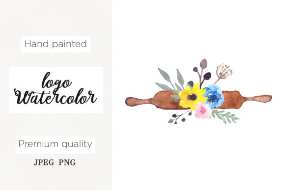 Watercolor Logo Rolling Pin for Bakery: A Creative Design Asset for Visual Content