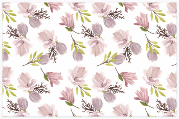 Watercolor Magnolia Seamless Pattern for Local Business Branding