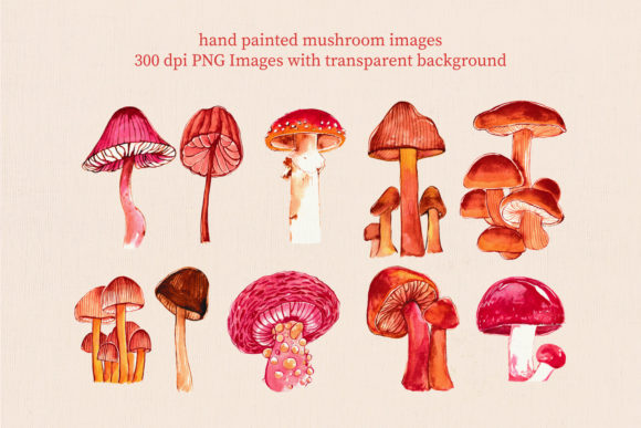 Watercolor Mushroom for Crafts: A Versatile Graphic Design Asset