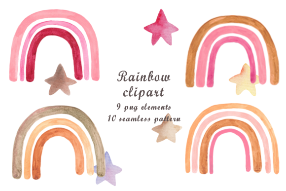 Watercolor Pink Rainbow Clipart for Patterns and Creative Websites