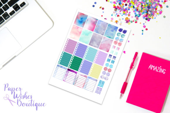 Watercolor Rainbow Planner Stickers: A Versatile Print Template for Creative Makers