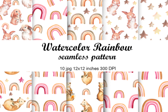 Watercolor Rainbow Seamless Patterns: A Versatile Creative Asset for Designers