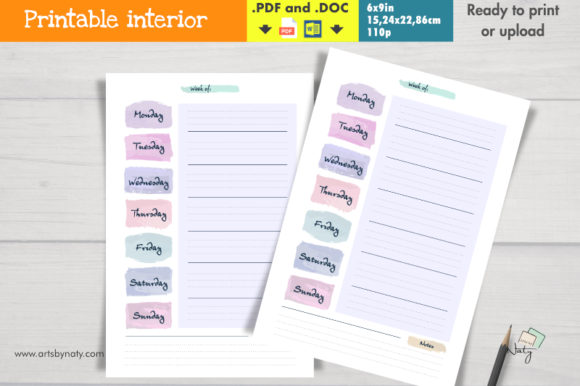 Weekly Priorities Planner in Watercolor for Kdp Interiors